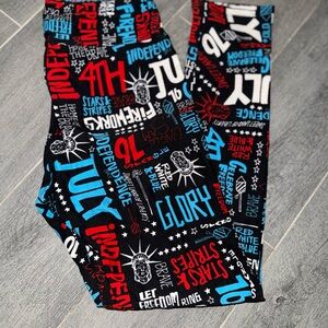 LuLaRoe Patriotic Graphic OS Leggings | Red, White & Blue | America